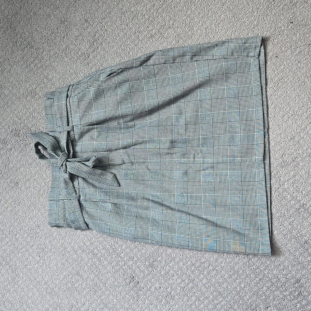 LAST CHANCE Vero Moda paperbag houndstooth tie waist professional lg grey skirt